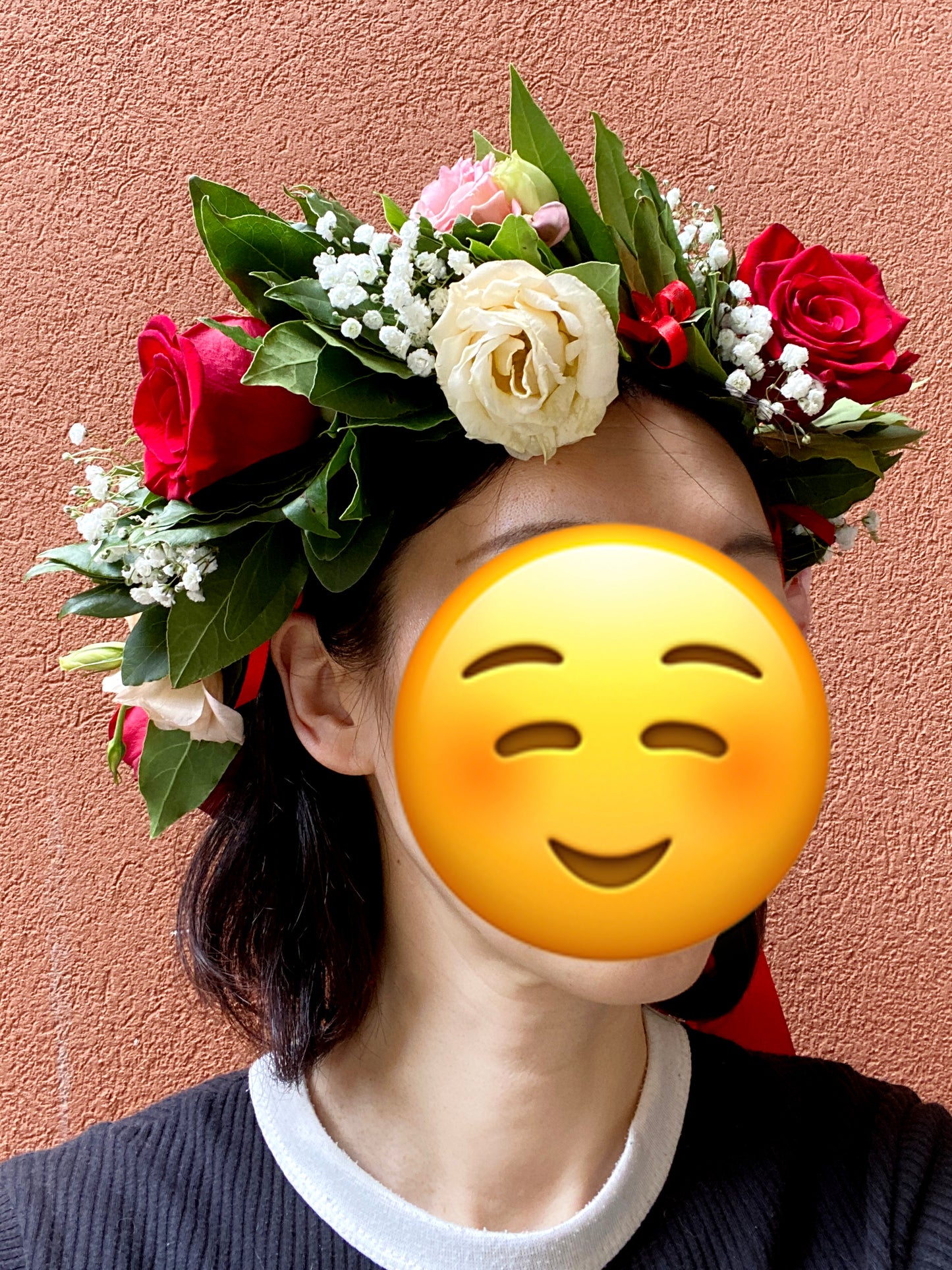 Laurel Wreath Red White Full Flowers - Corona di Laurea