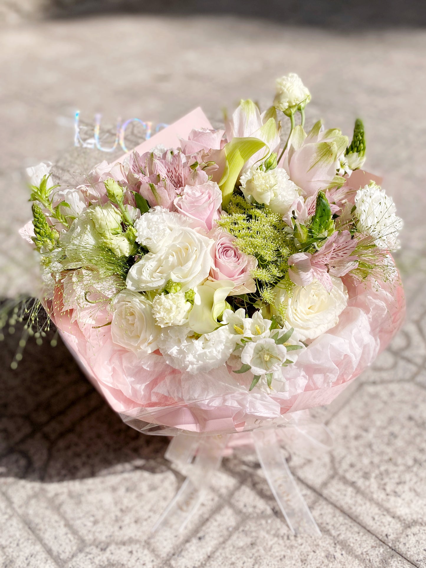 Fresh Flower Bouquet - Mixed Color Pink Green