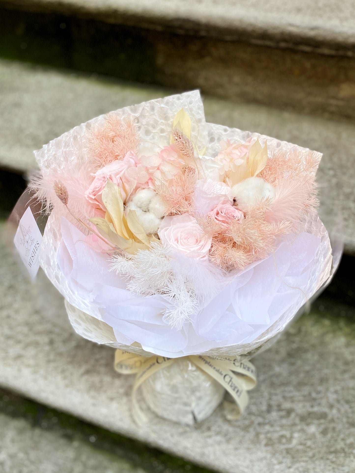 Preserved Flower Bouquet - Pink White
