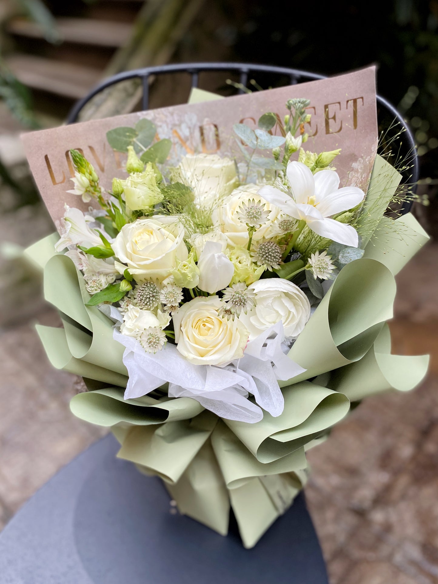 Small Fresh Flower Bouquet - Green White