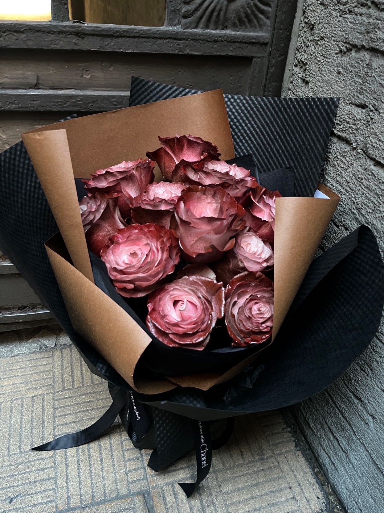 Fresh Vintage Pink Roses with Red Touch