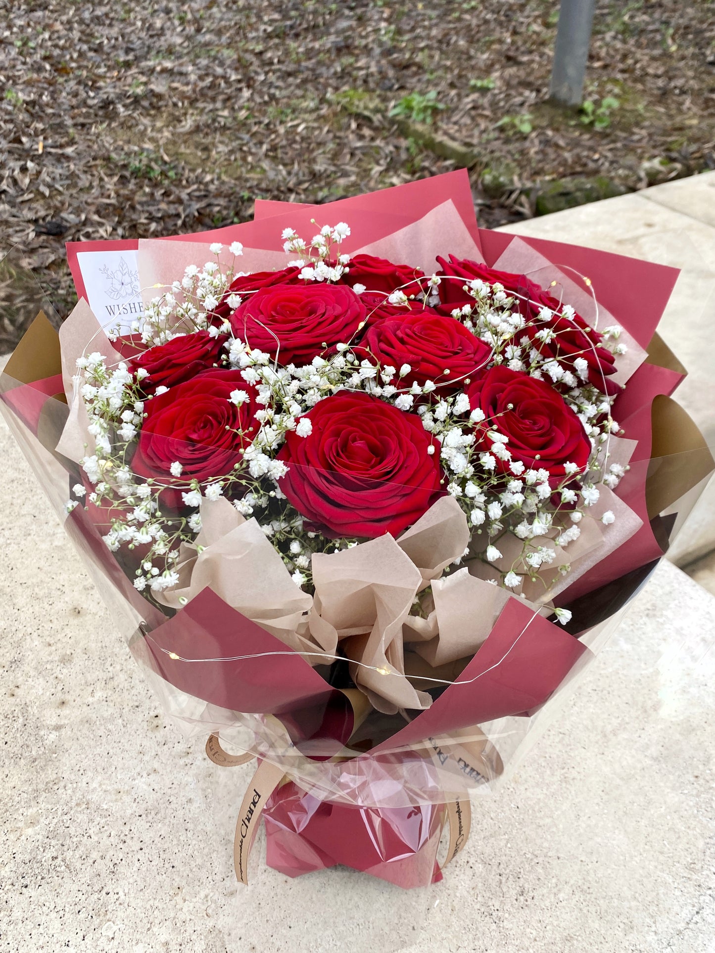 Medium Fresh Flower Bouquet - Red White.