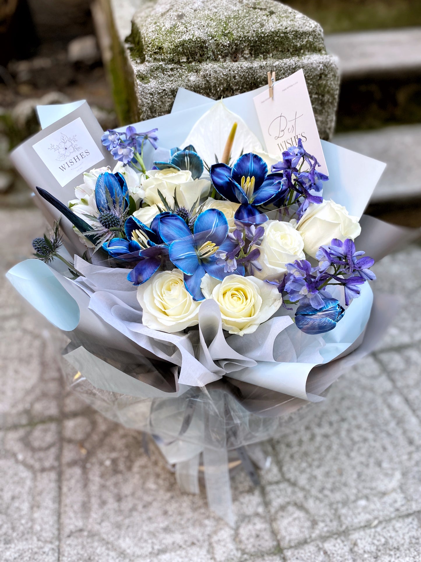 Fresh Flower Bouquet - Blue White