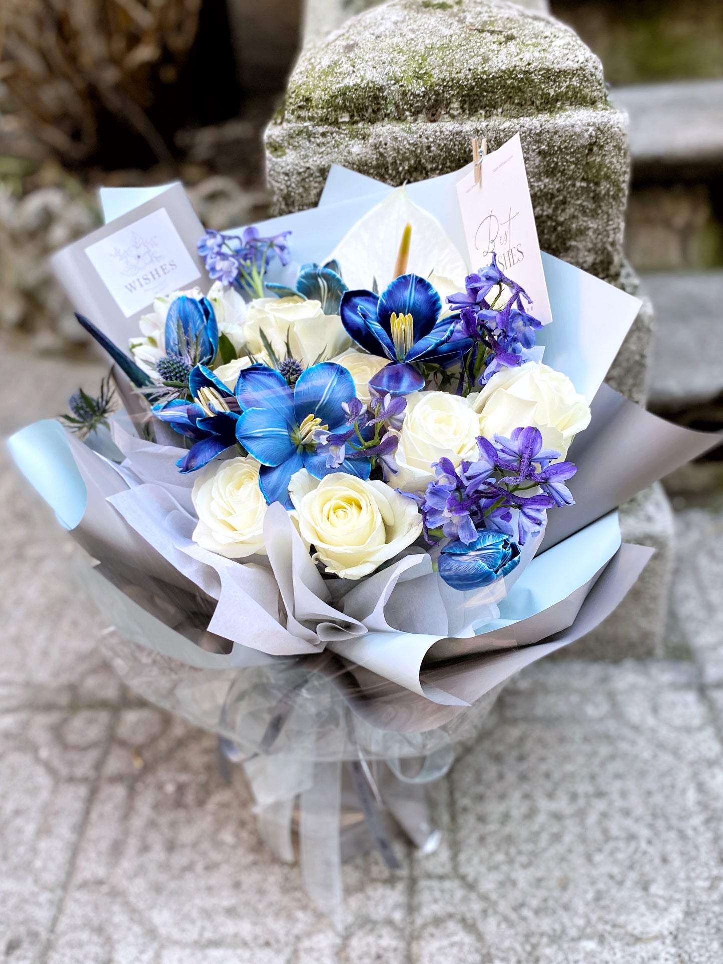 Fresh Flower Bouquet - Blue White