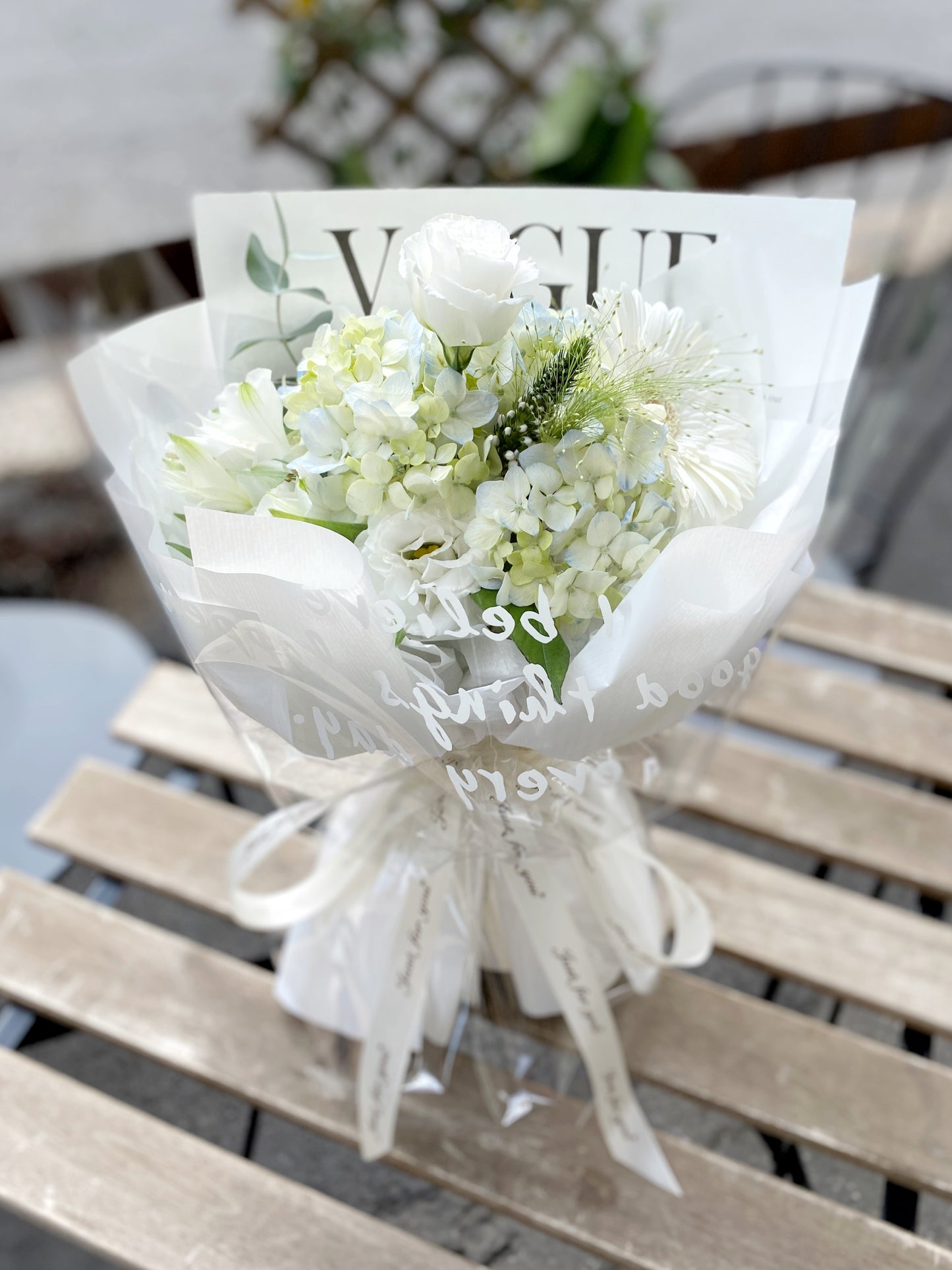 Mini Fresh Flower Bouquet Blue White - Hydrangea