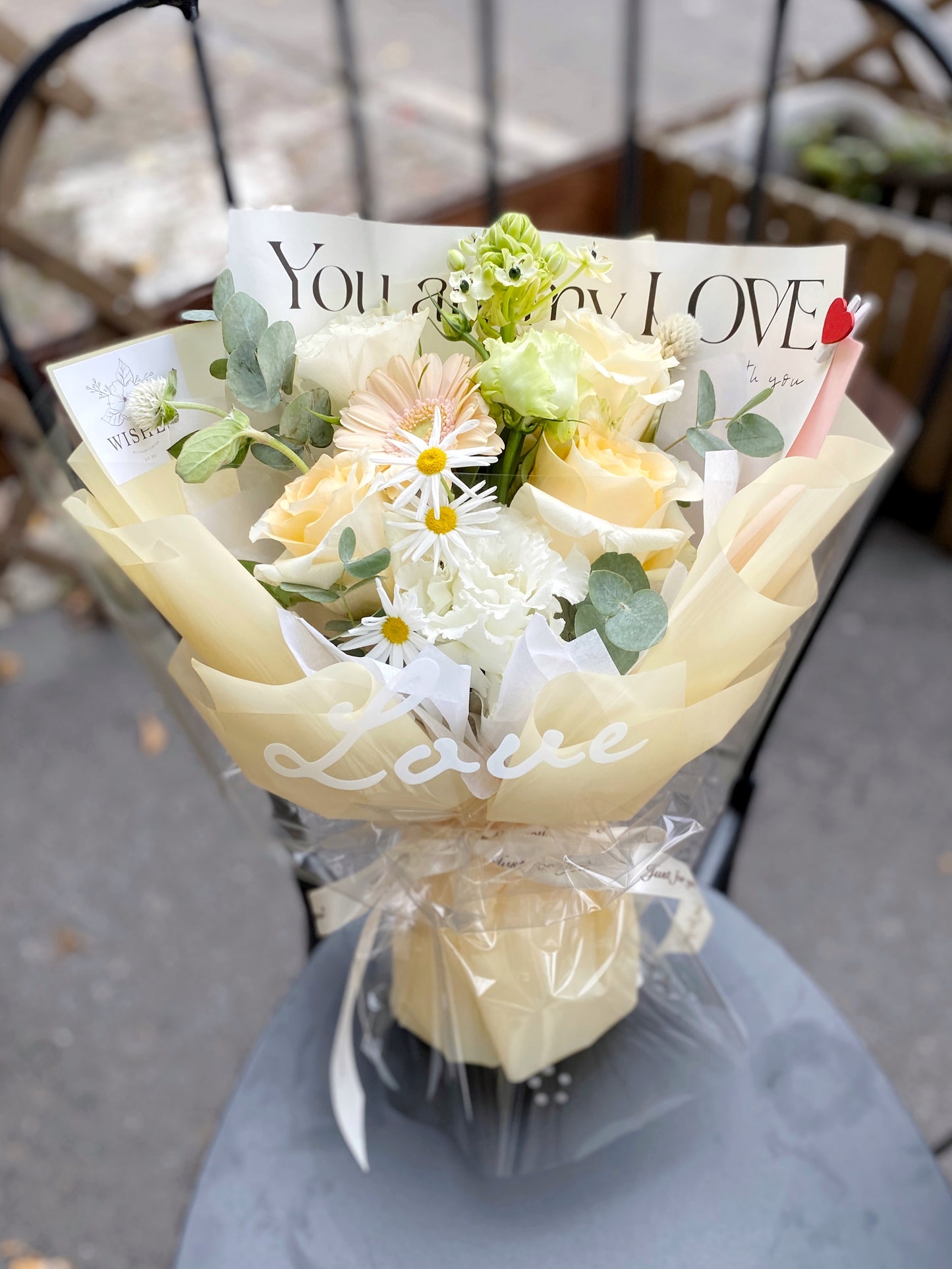 Mini Fresh Flower Bouquet - Yellow/Crema