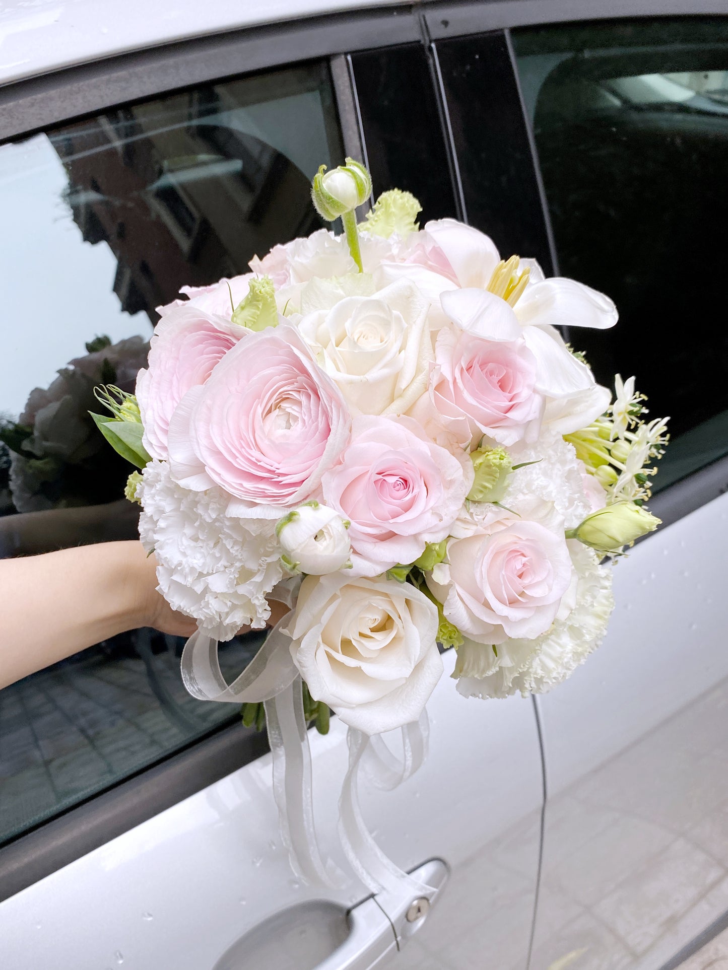 Wedding Fresh Flower Bouquet - Pink White