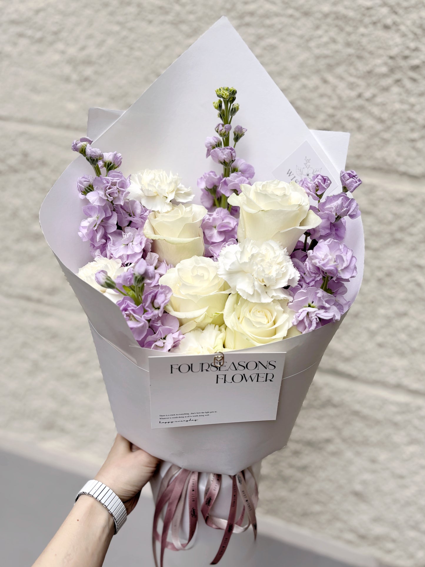 Mixed Fresh Flower Purple White Bouquet