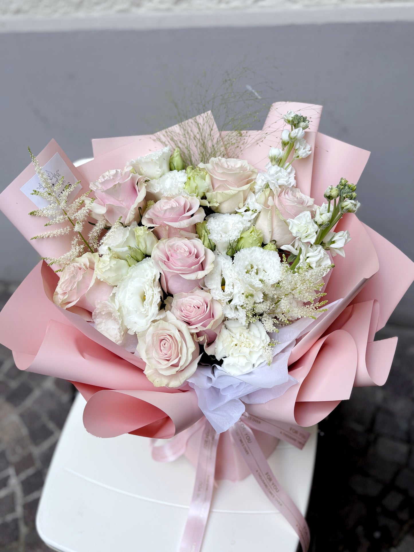 Mixed Fresh Pink White Flower Bouquet