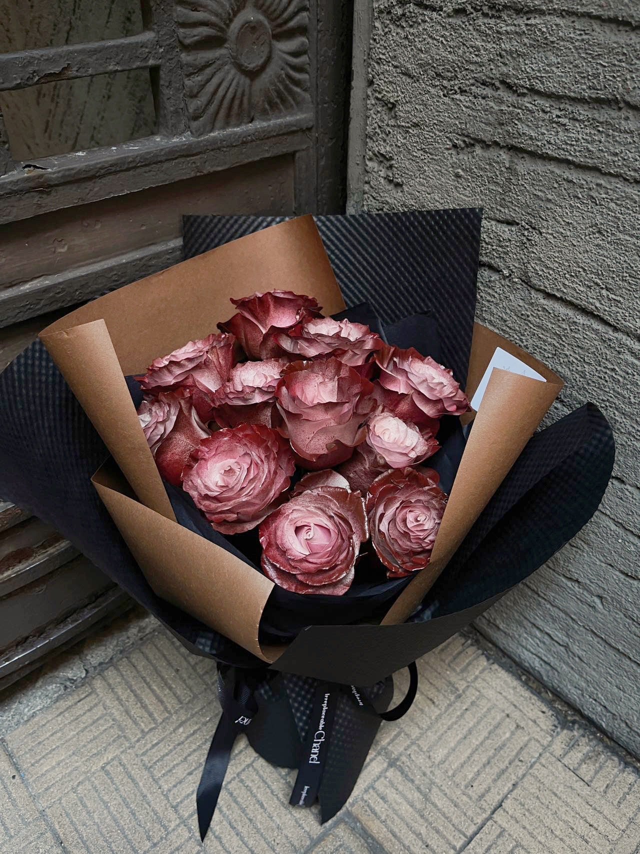 Fresh Vintage Pink Roses with Red Touch