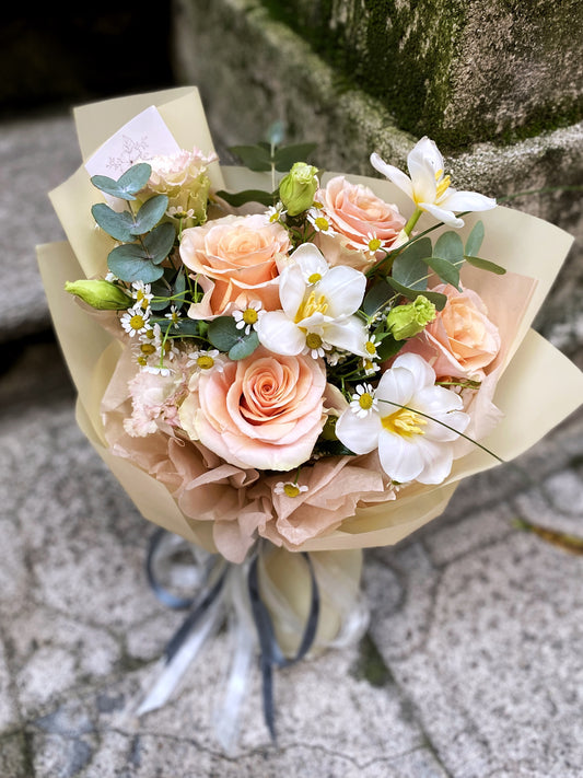 Mini Fresh Flower Bouquet - Orange